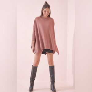 A New Day Women's Mauve sleeveless Poncho Sweater OS BNWT